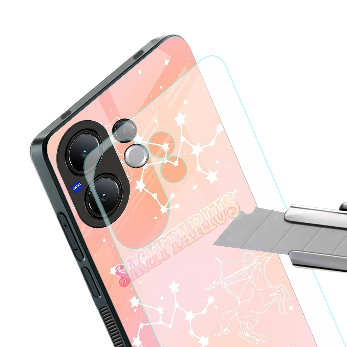 Sagittarius Aura stylish phone case for vivo v60 | glossy glass and slim fit