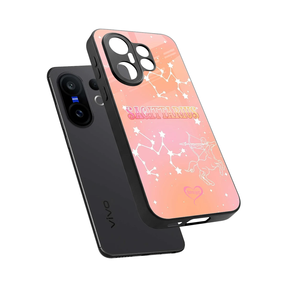 Sagittarius Aura sleek vivo x200 fe cover with tempered glass back and TPU edges