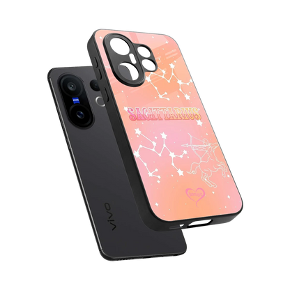 Sagittarius Aura sleek vivo x200 fe cover with tempered glass back and TPU edges