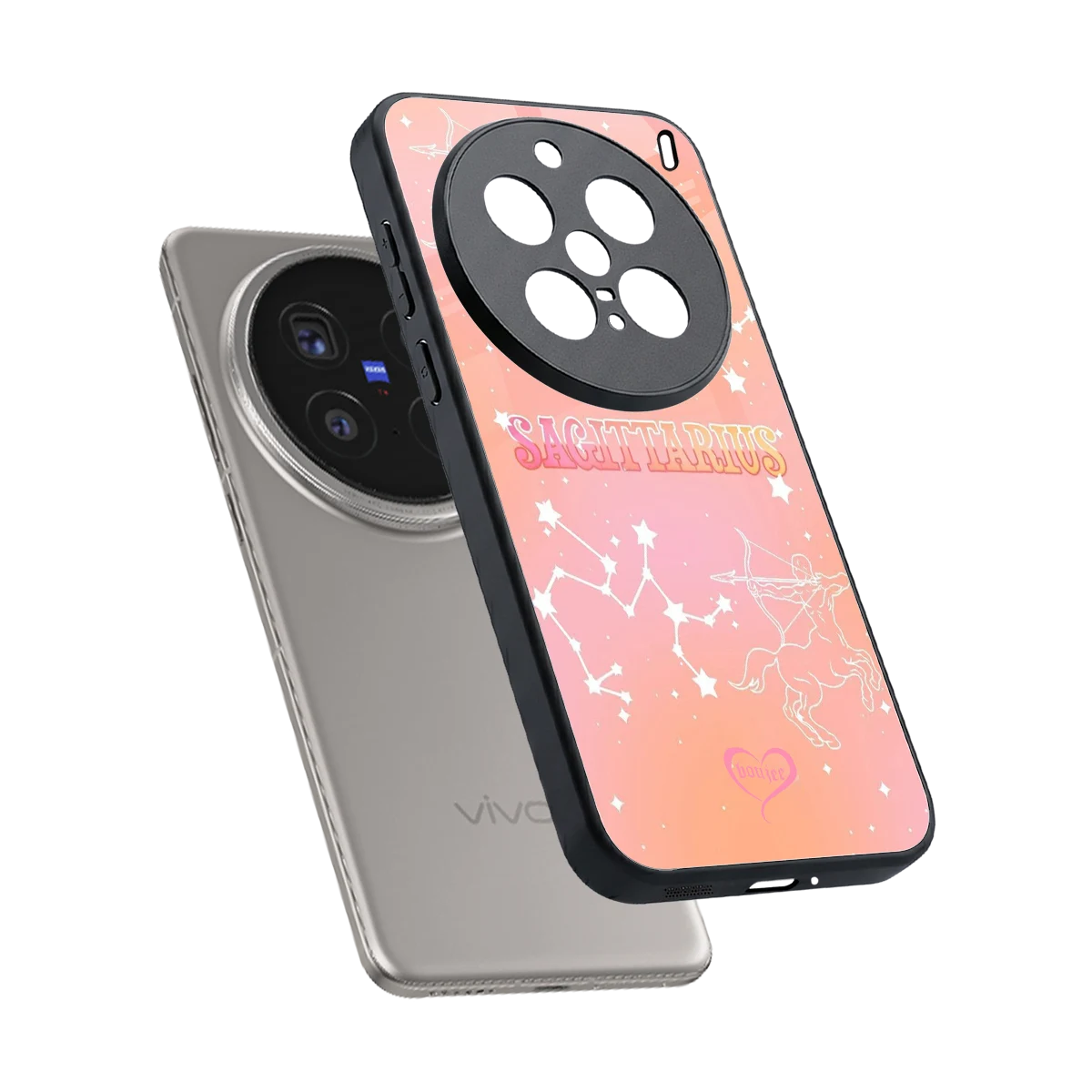 Sagittarius Aura sleek vivo x200 pro cover with tempered glass back and TPU edges