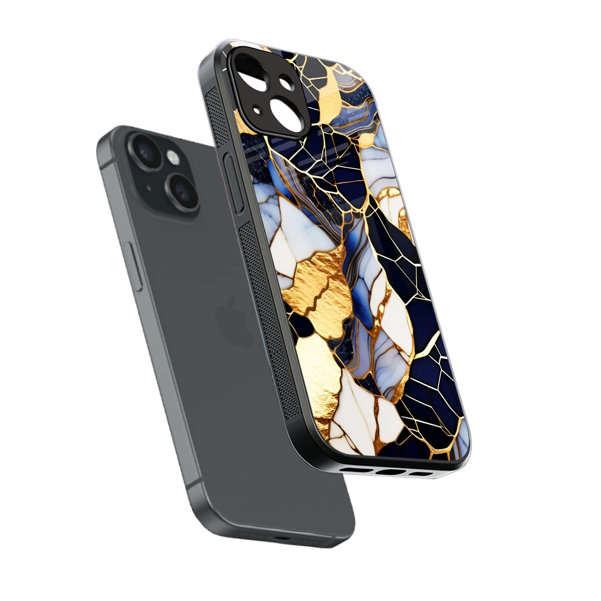 Sapphire Glow sleek iphone 15 cover with tempered glass back and TPU edges