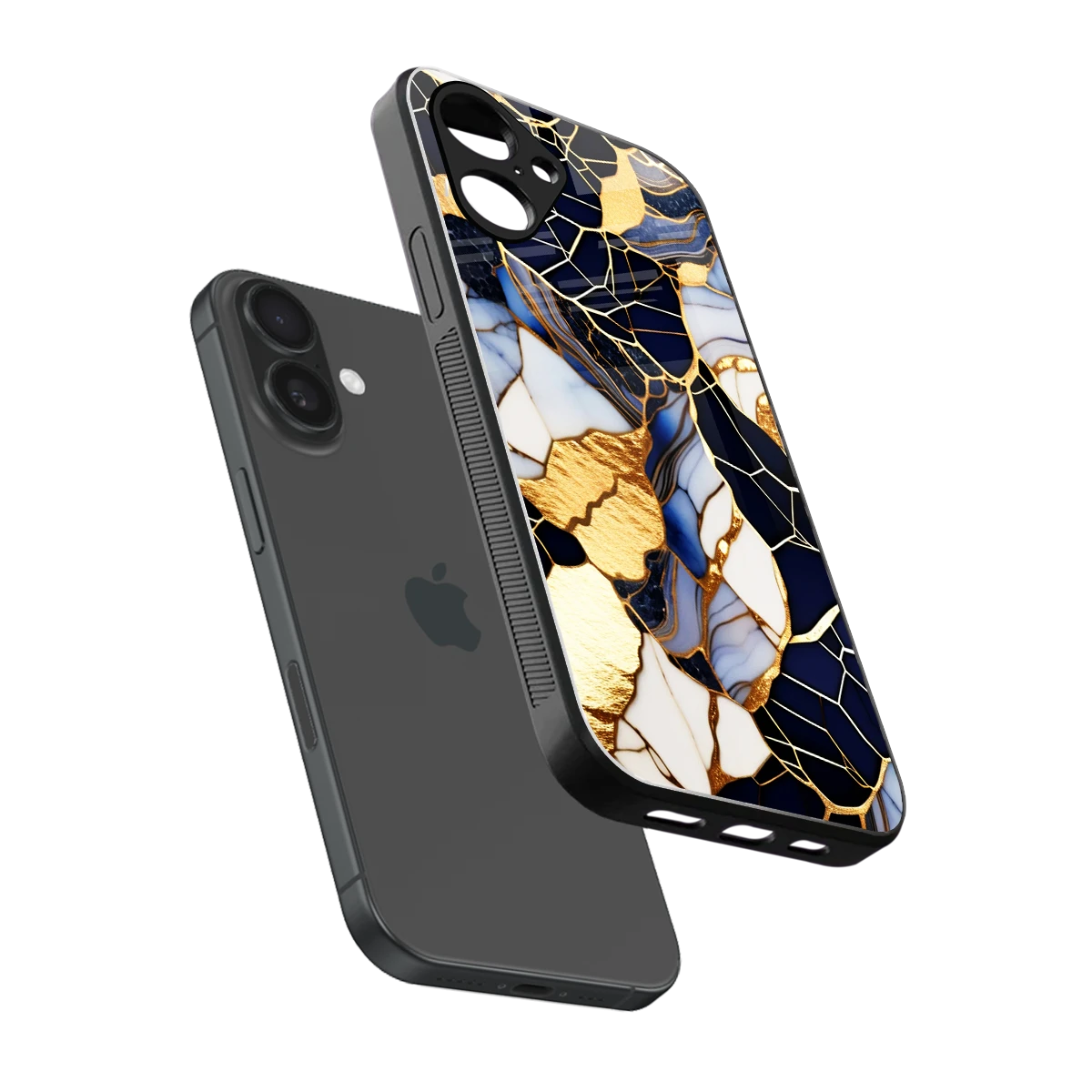 Sapphire Glow sleek iPhone 16 cover with tempered glass back and TPU edges