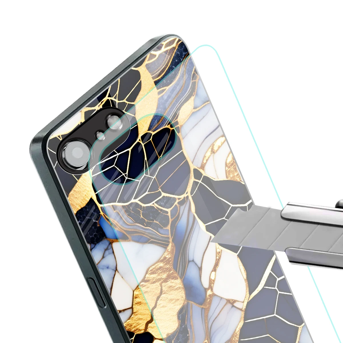 Sapphire Glow stylish phone case for iphone 16e | glossy glass and slim fit