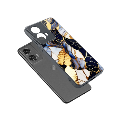 Sapphire Glow sleek motorola edge 50 fusion cover with tempered glass back and TPU edges