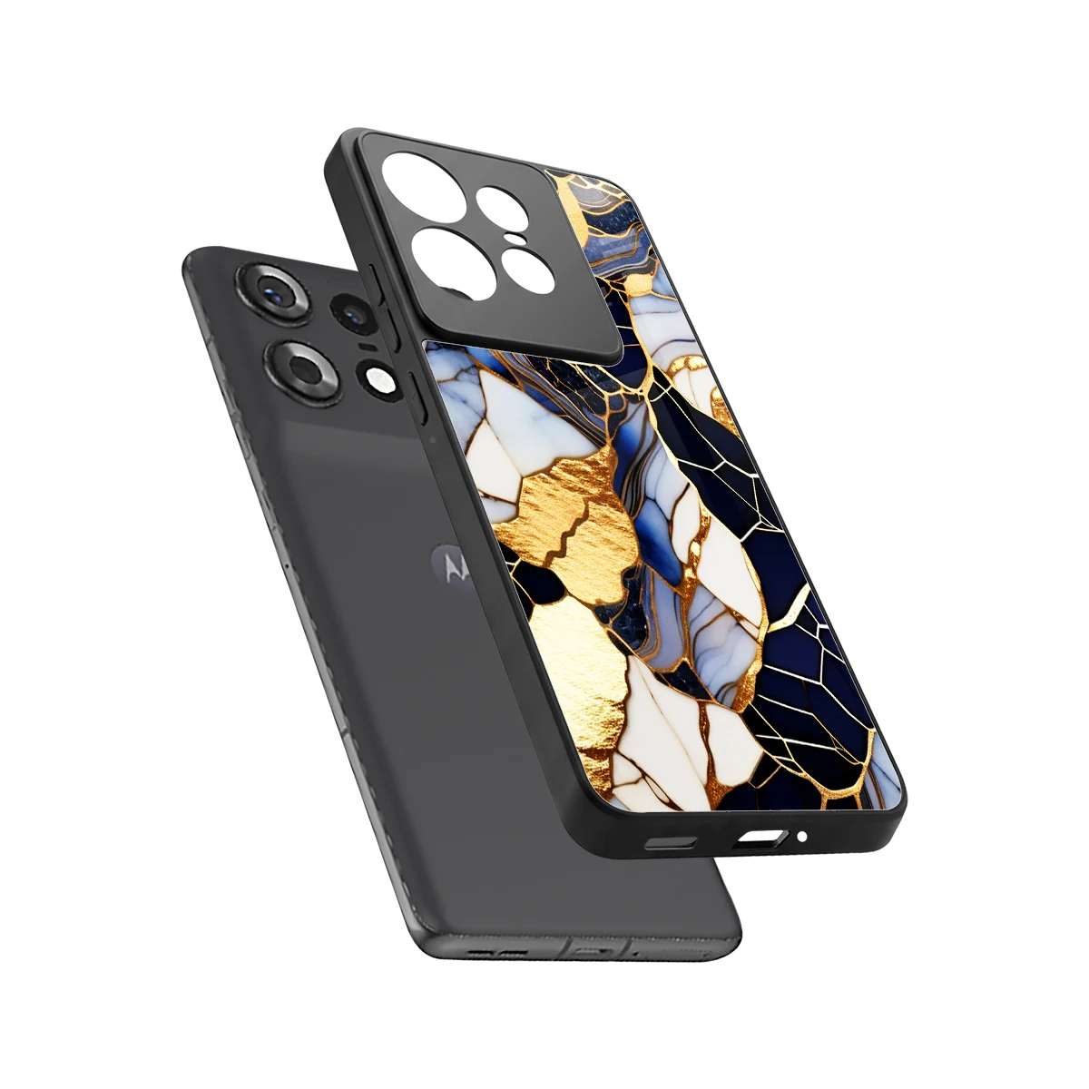 Sapphire Glow sleek motorola edge 50 pro cover with tempered glass back and TPU edges