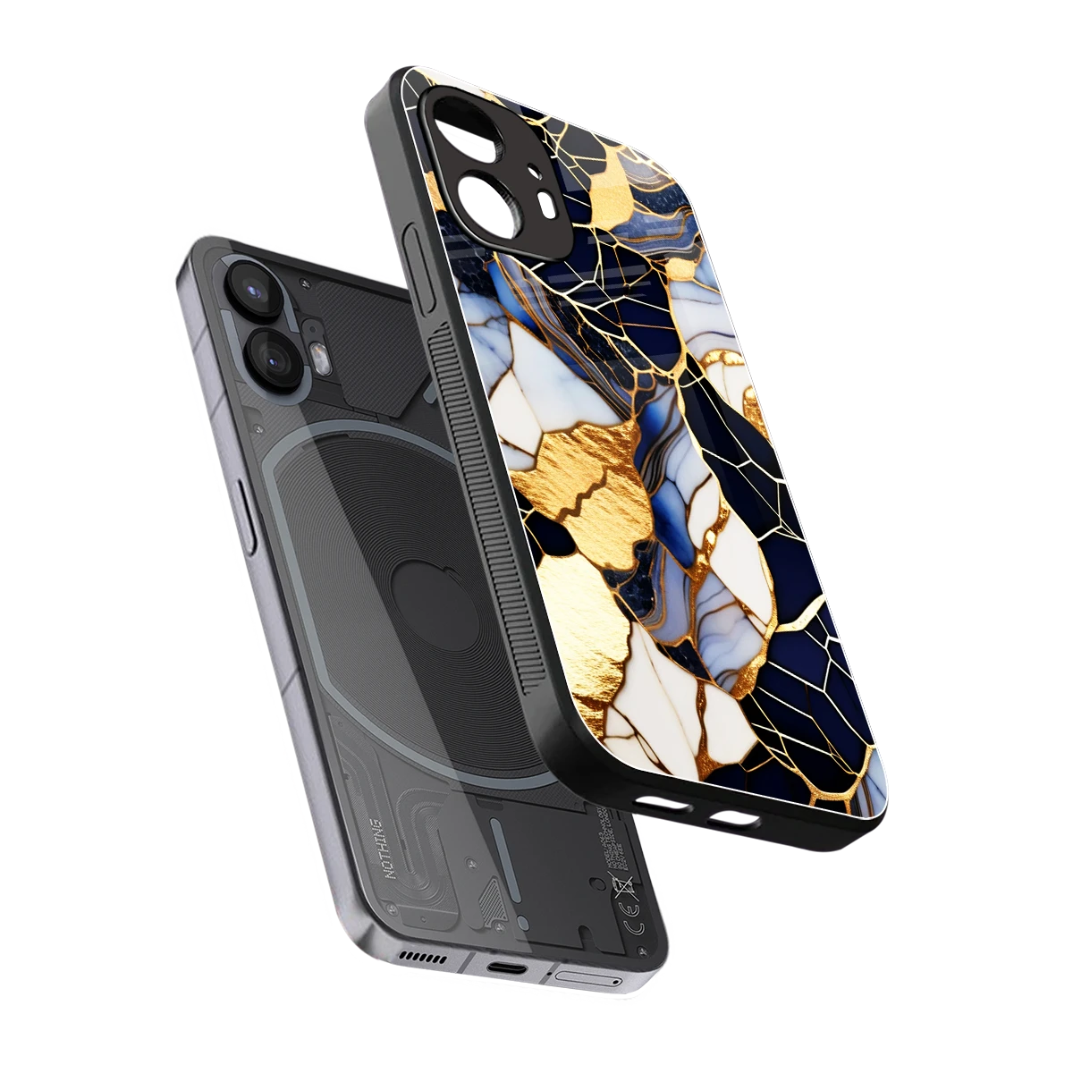 Sapphire Glow sleek nothing phone 2 cover with tempered glass back and TPU edges