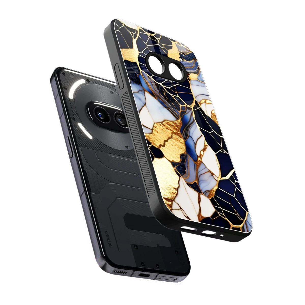 Sapphire Glow sleek nothing phone 2a cover with tempered glass back and TPU edges