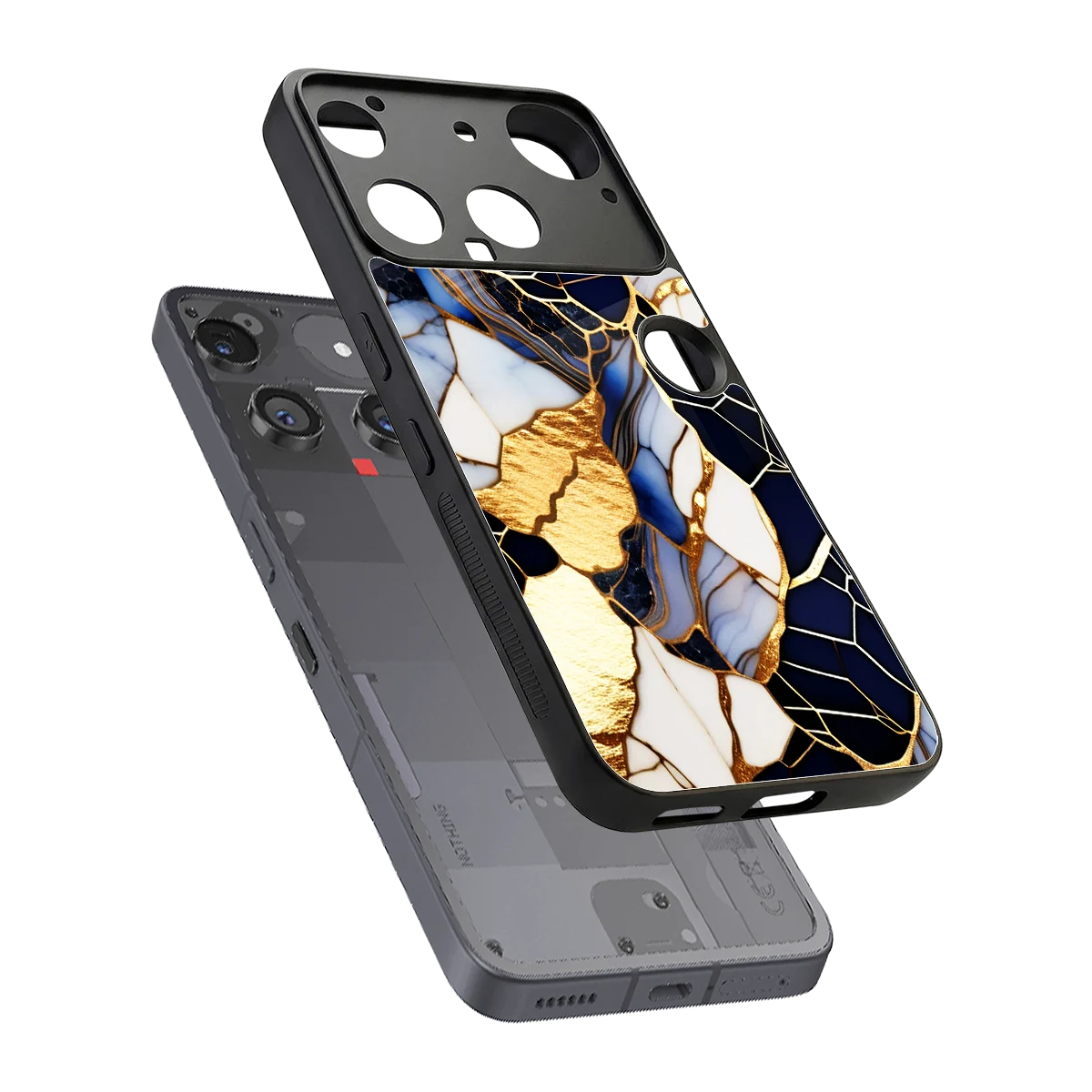 Sapphire Glow sleek nothing phone 3 cover with tempered glass back and TPU edges