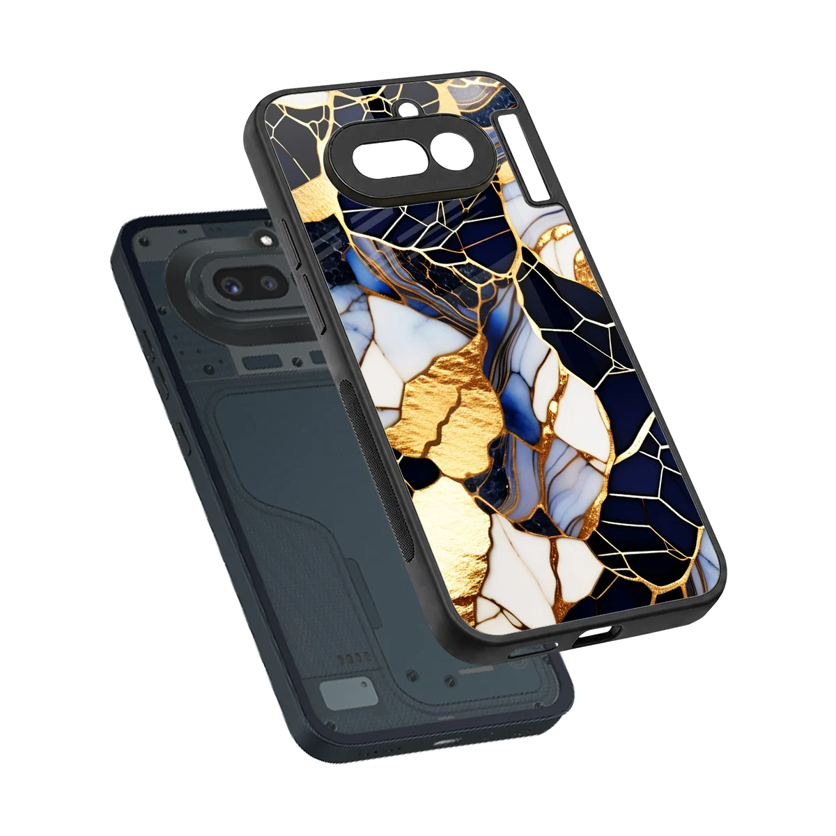 Sapphire Glow sleek nothing phone 4a cover with tempered glass back and TPU edges