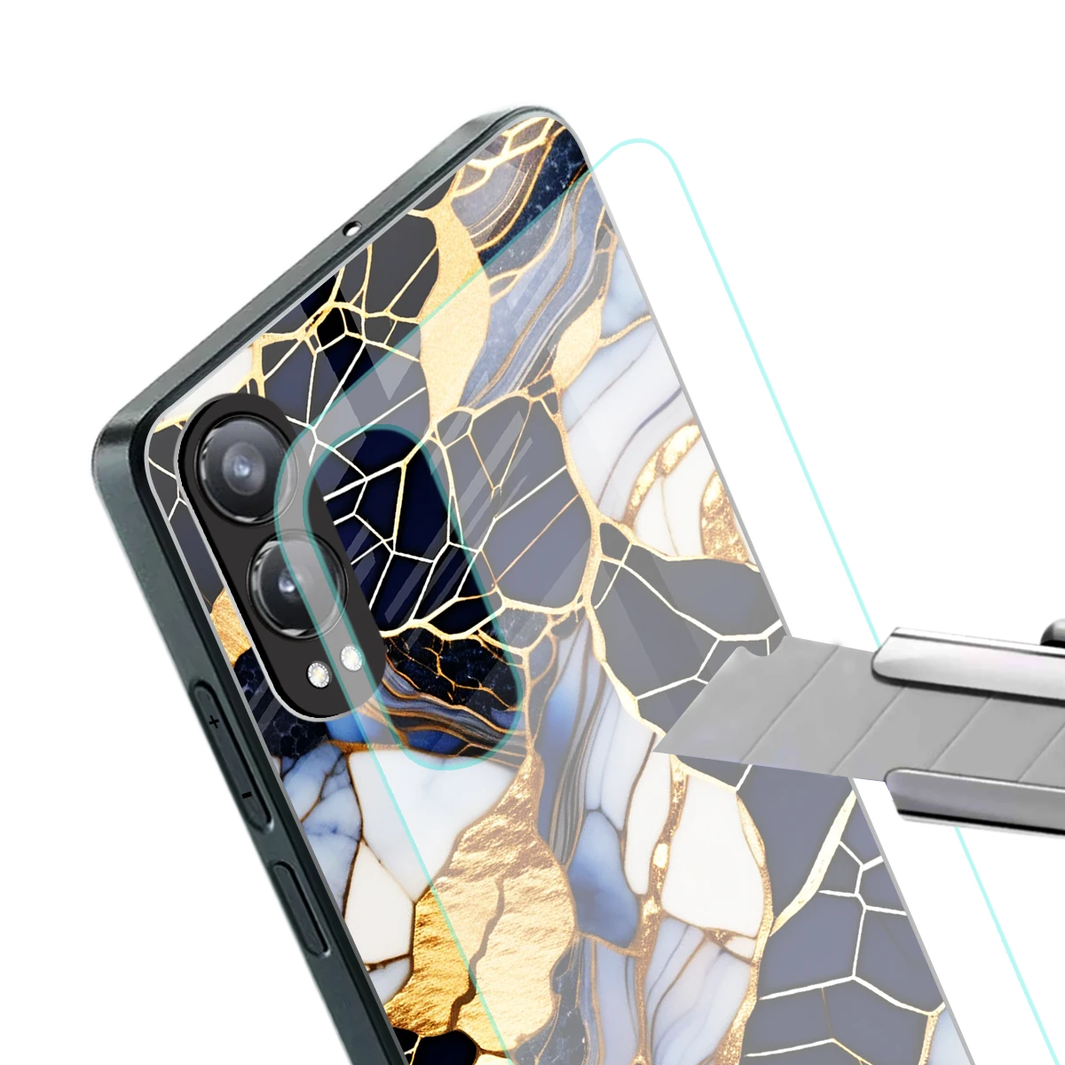 Sapphire Glow stylish phone case for oneplus nord ce 4 lite | glossy glass and slim fit