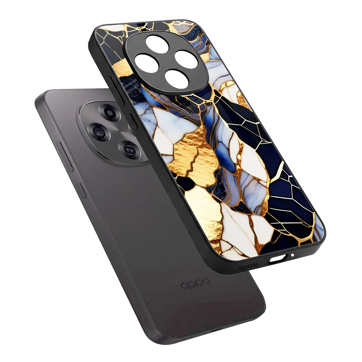 Sapphire Glow sleek oppo f31 pro 5g cover with tempered glass back and TPU edges