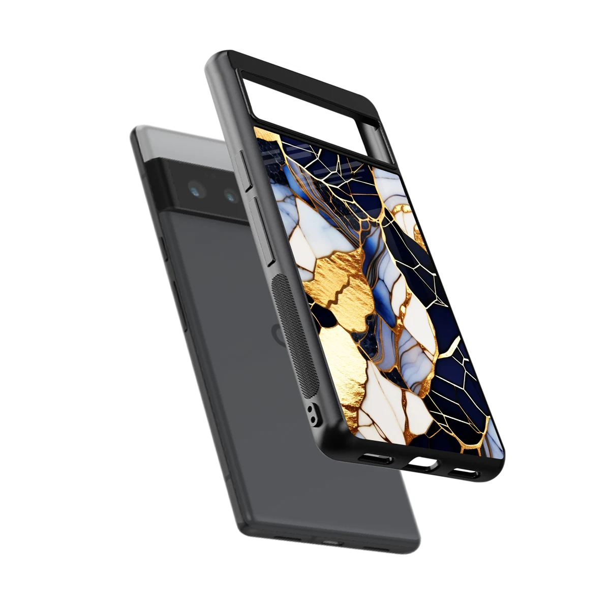 Sapphire Glow sleek google pixel 6 pro cover with tempered glass back and TPU edges
