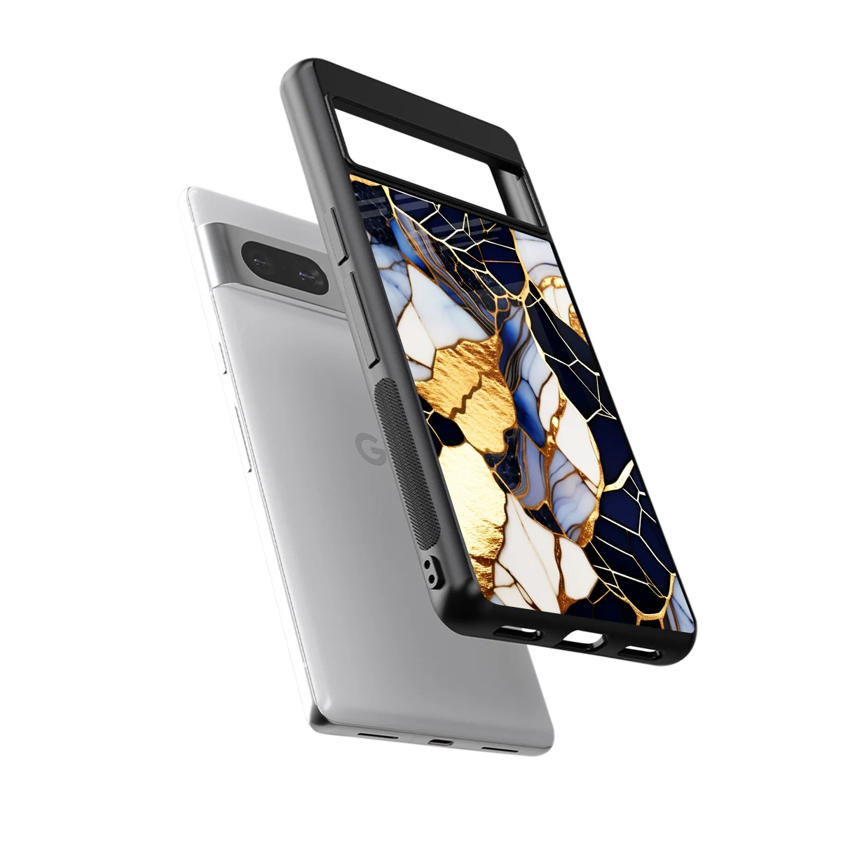 Sapphire Glow sleek google pixel 7a cover with tempered glass back and TPU edges
