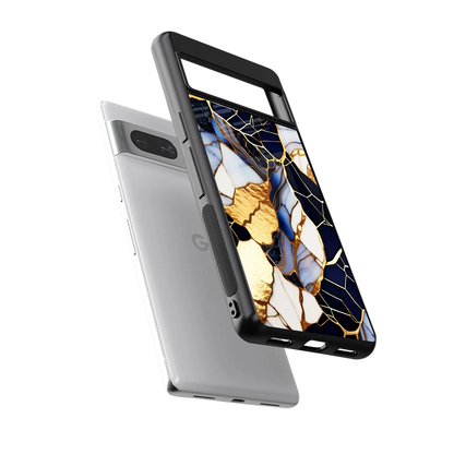 Sapphire Glow sleek google pixel 7a cover with tempered glass back and TPU edges