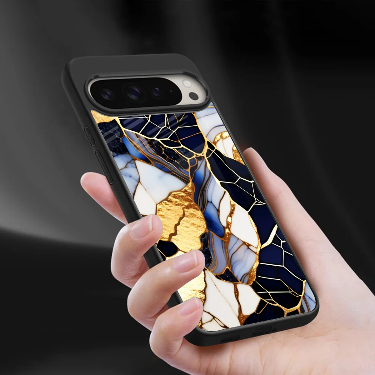 Sapphire Glow sleek google pixel 9 pro cover with tempered glass back and TPU edges