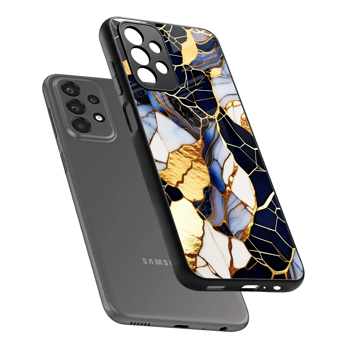 Sapphire Glow sleek samsung galaxy a23 cover with tempered glass back and TPU edges