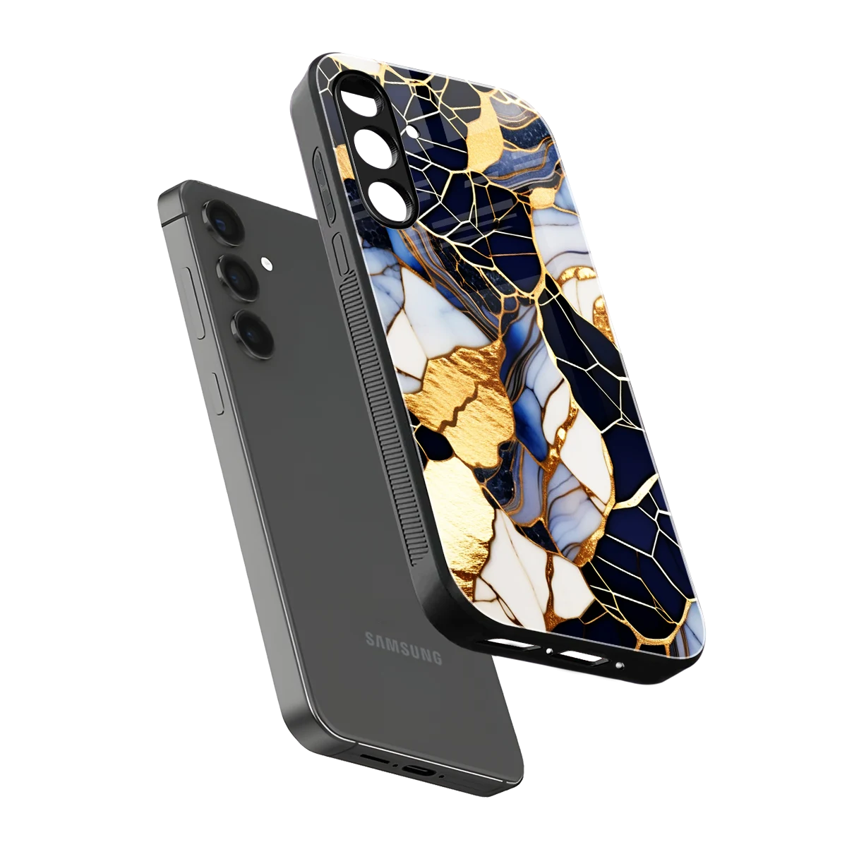 Sapphire Glow sleek samsung galaxy a55 5g cover with tempered glass back and TPU edges