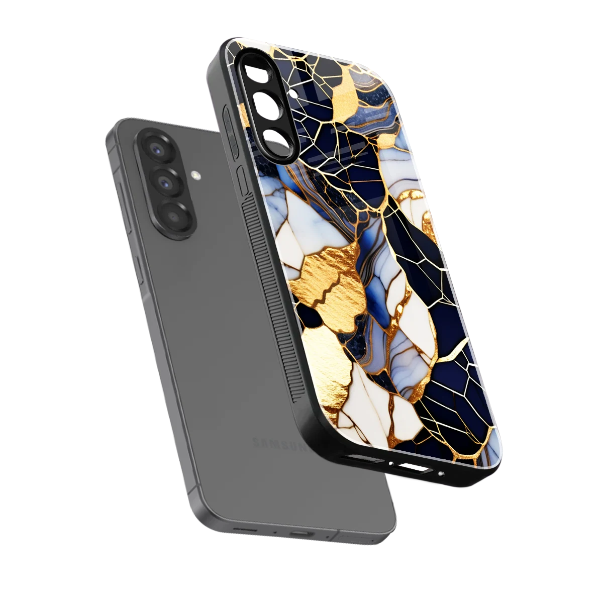 Sapphire Glow sleek samsung galaxy a37 5g cover with tempered glass back and TPU edges