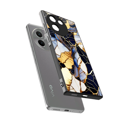 Sapphire Glow sleek vivo v30e cover with tempered glass back and TPU edges