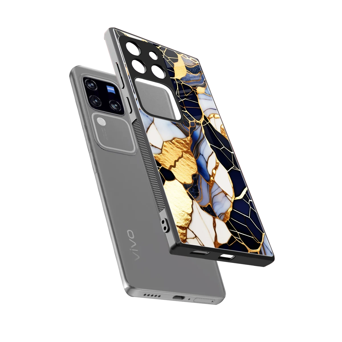 Sapphire Glow sleekvivo v30 pro cover with tempered glass back and TPU edges