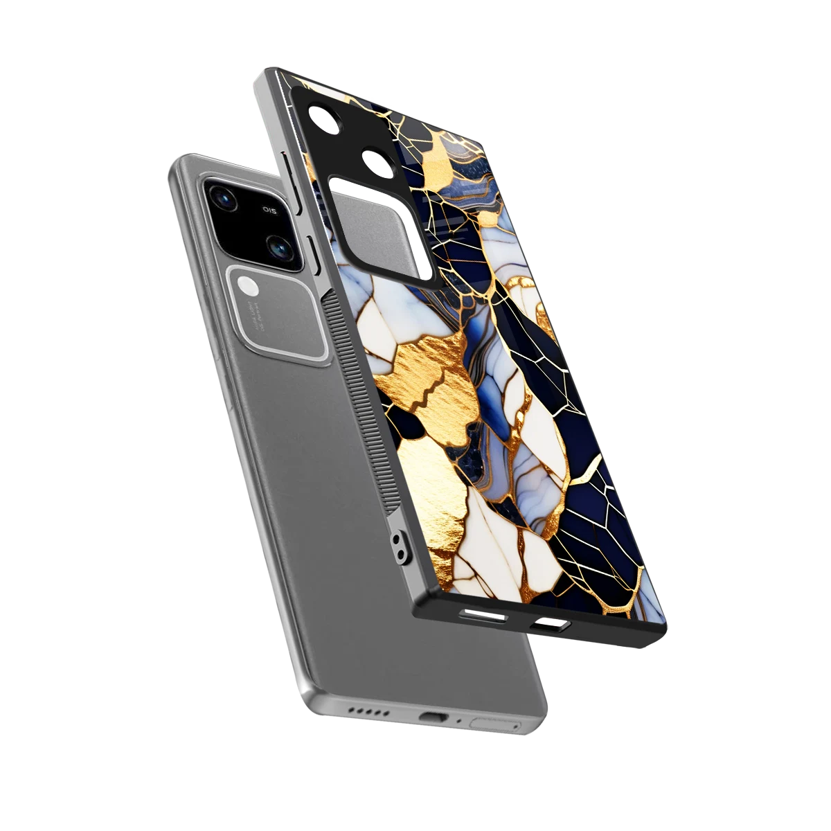 Sapphire Glow sleek vivo v30 cover with tempered glass back and TPU edges