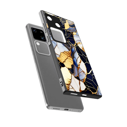 Sapphire Glow sleek vivo v30 cover with tempered glass back and TPU edges