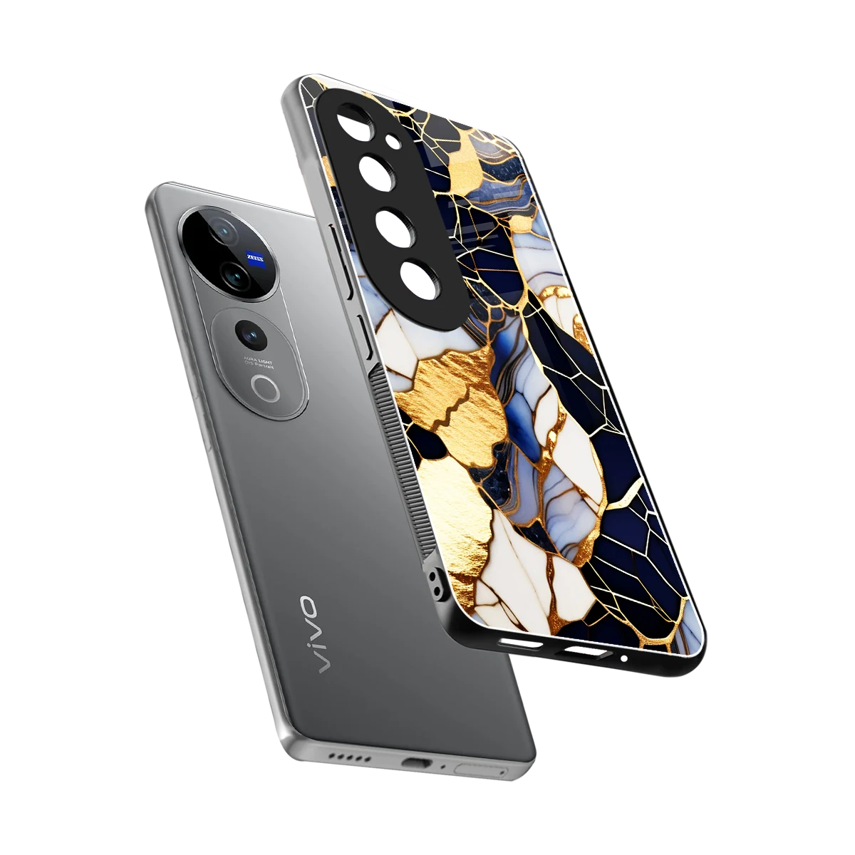 Sapphire Glow sleek vivo v40 pro cover with tempered glass back and TPU edges