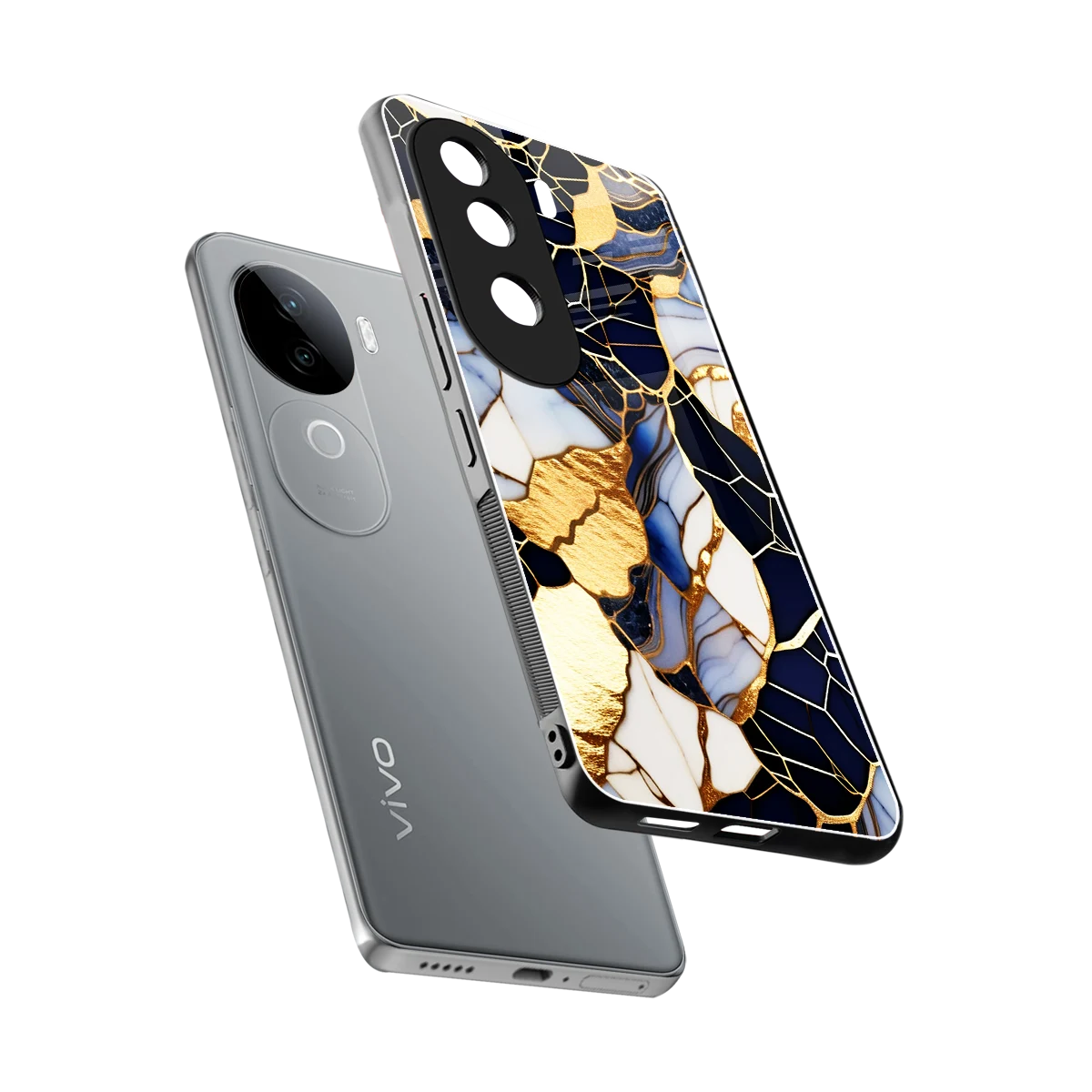 Sapphire Glow sleek vivo v40e cover with tempered glass back and TPU edges