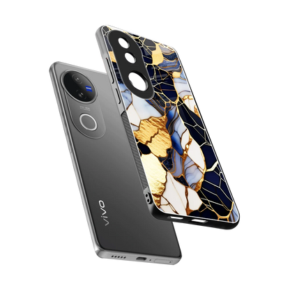 Sapphire Glow sleek vivo v50 cover with tempered glass back and TPU edges
