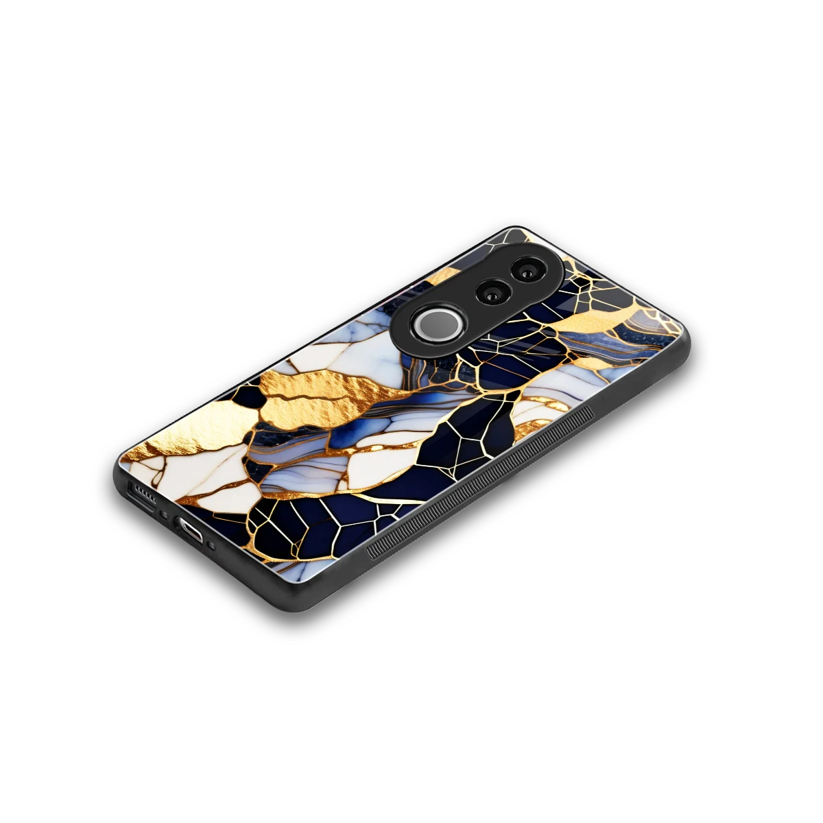 Sapphire Glow stylish phone case for vivo v50 | glossy glass and slim fit