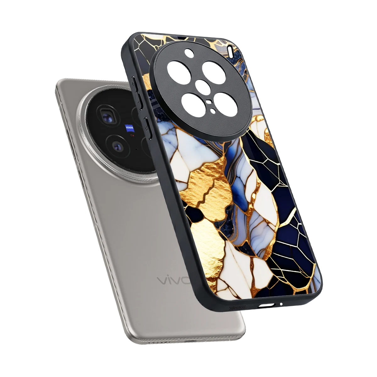 Sapphire Glow sleek vivo x200 pro cover with tempered glass back and TPU edges