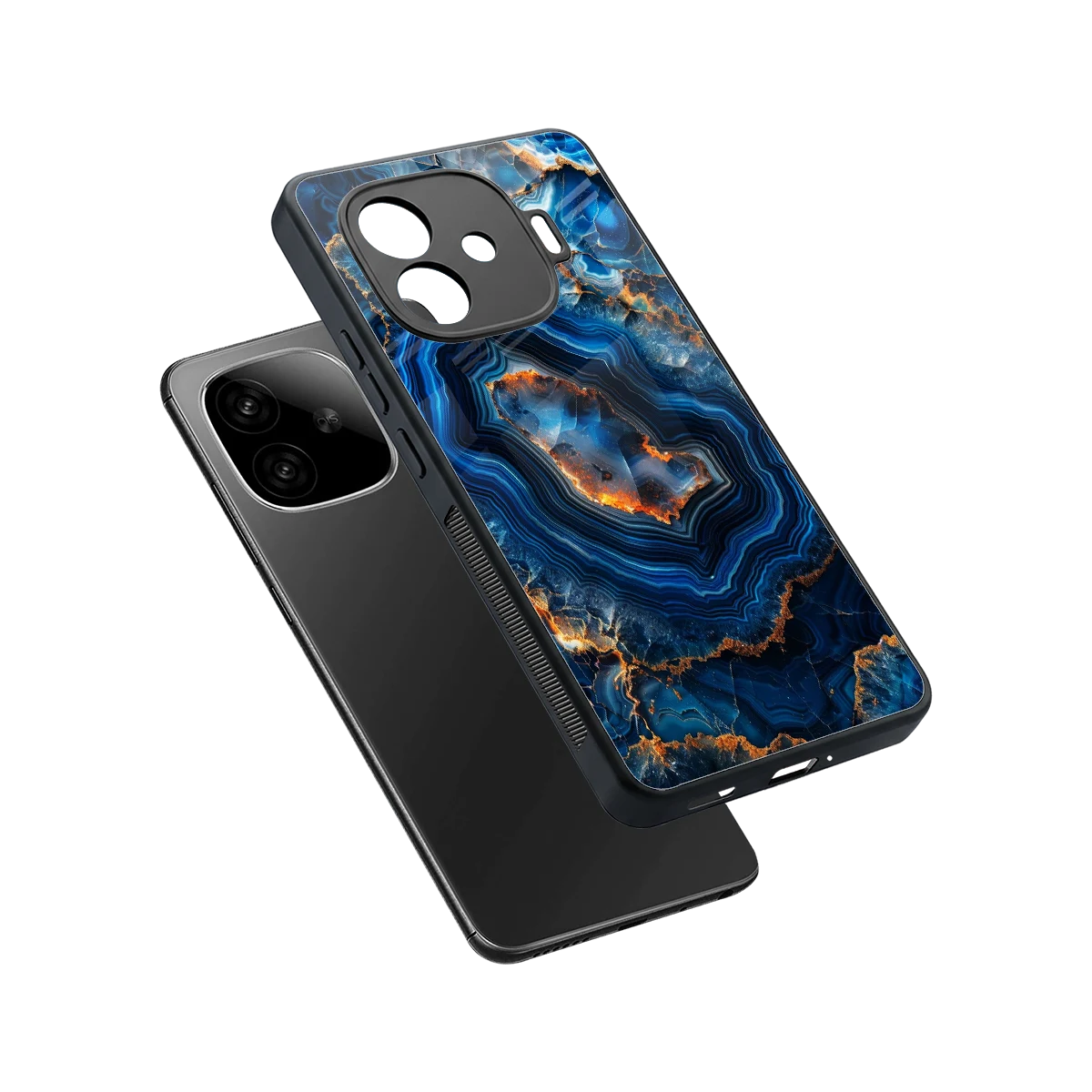 Sapphire Granite sleek iqoo neo 10r 5g cover with tempered glass back and TPU edges