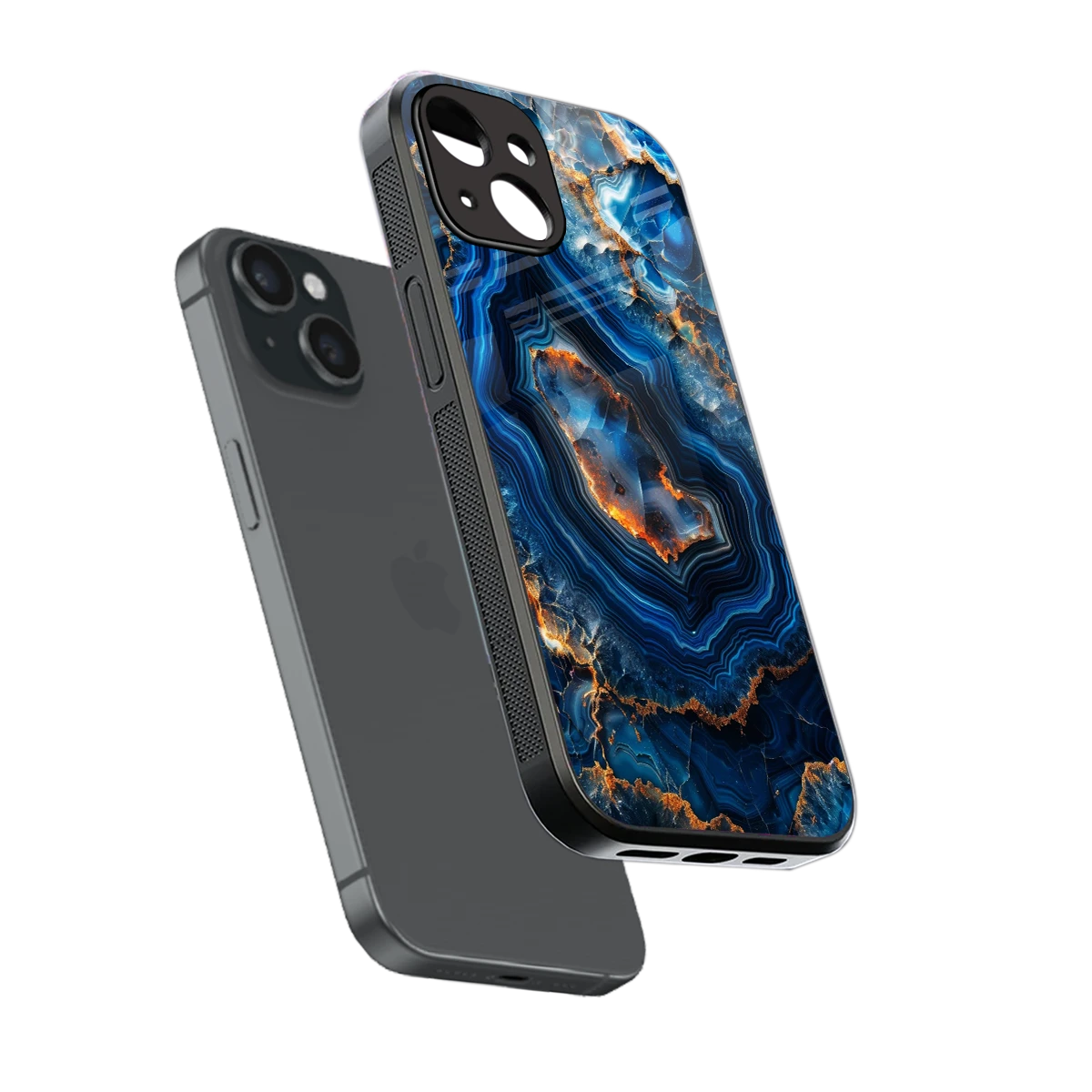 Sapphire Granite sleek iphone 13 cover with tempered glass back and TPU edges