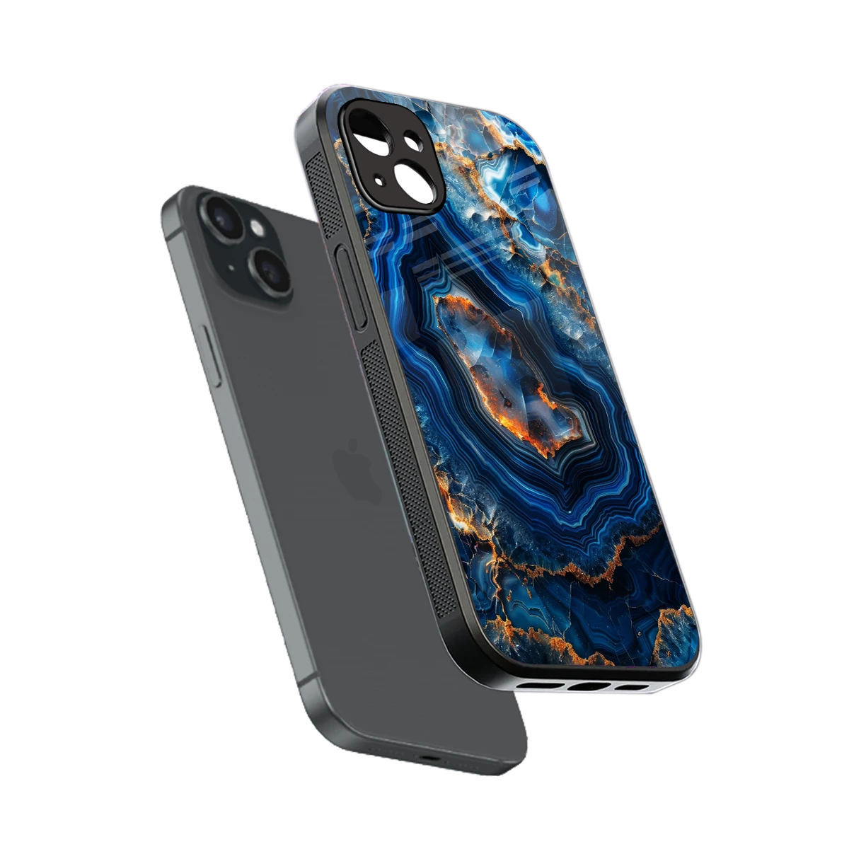 Sapphire Granite sleek iphone 14 plus cover with tempered glass back and TPU edges