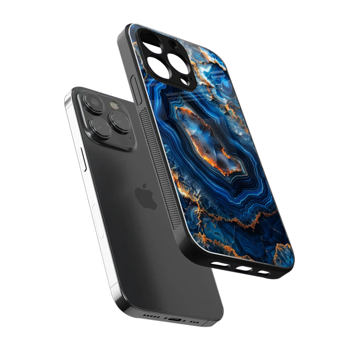 Sapphire Granite sleek iphone 15 pro max cover with tempered glass back and TPU edges