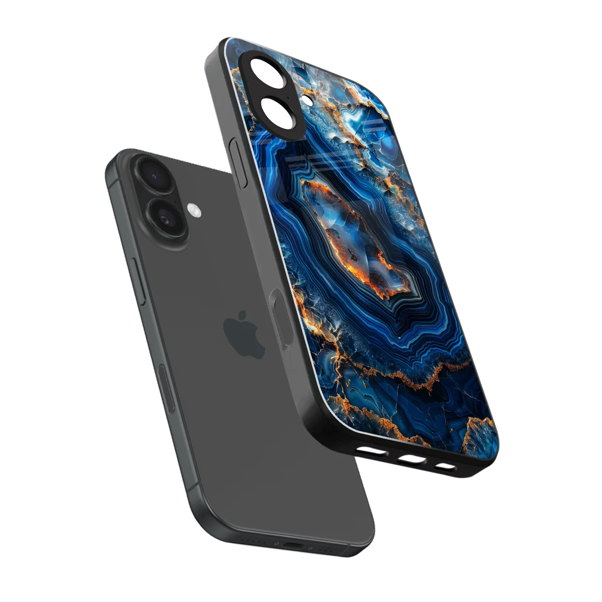 Sapphire Granite sleek iphone 17 cover with tempered glass back and TPU edges
