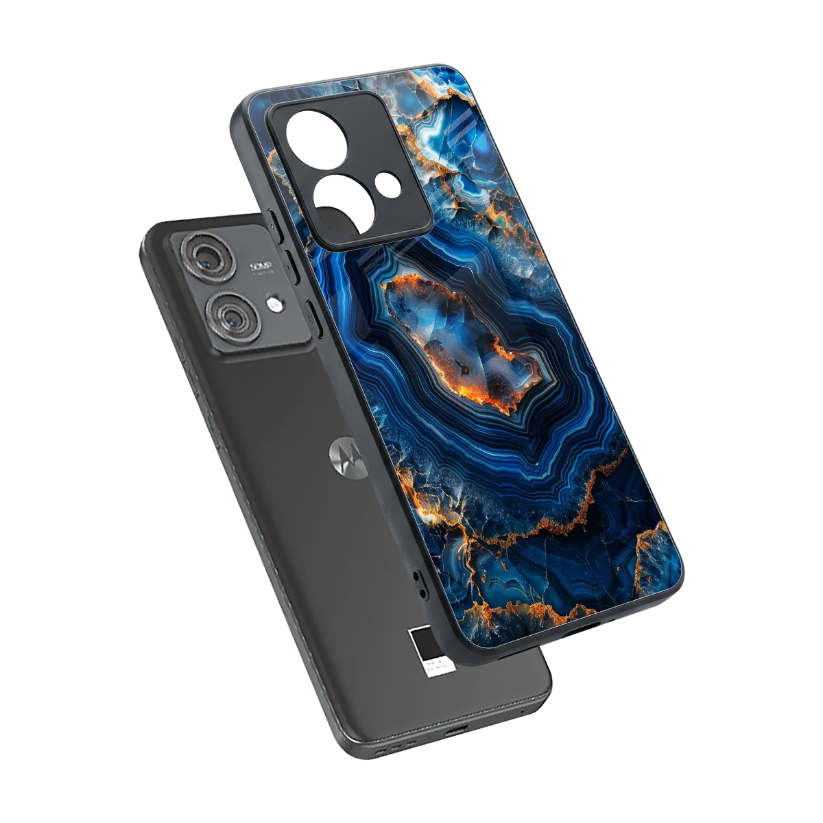Sapphire Granite sleek motorola edge 40 neo 5g cover with tempered glass back and TPU edges