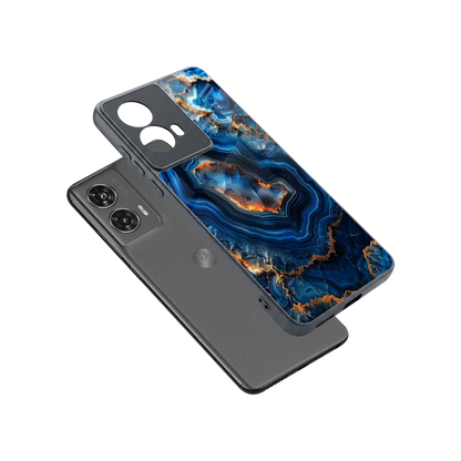 Sapphire Granite sleek motorola edge 50 fusion cover with tempered glass back and TPU edges