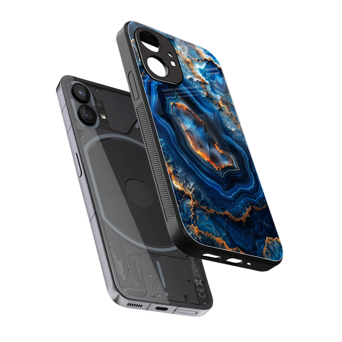 Sapphire Granite sleek nothing phone 1 cover with tempered glass back and TPU edges