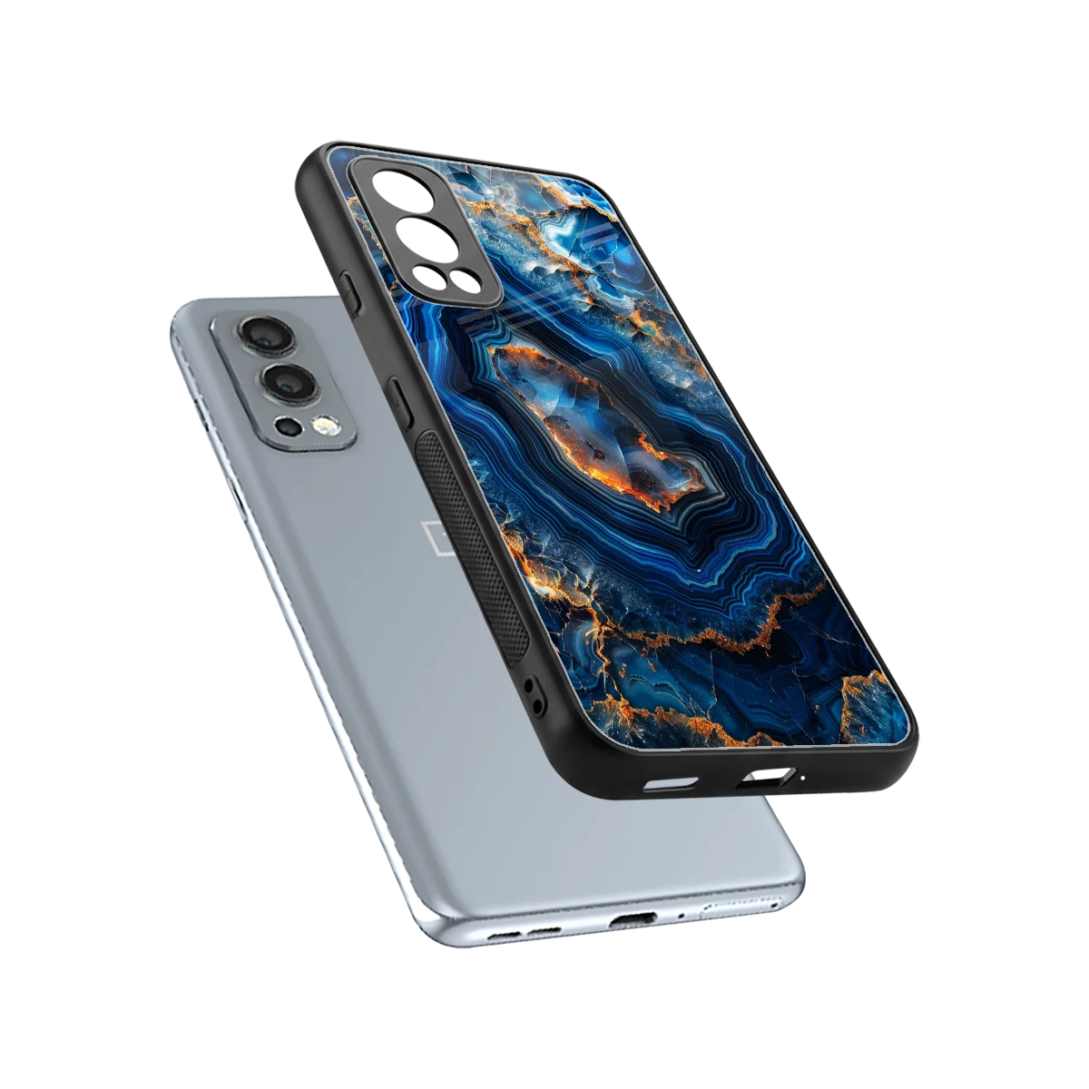 Sapphire Granite sleek oneplus nord 2 cover with tempered glass back and TPU edges