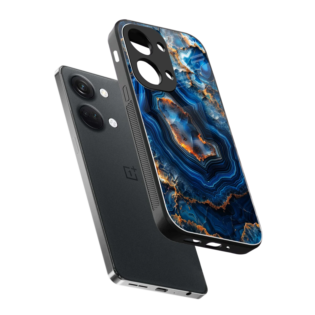 Sapphire Granite sleek oneplus nord 3 cover with tempered glass back and TPU edges