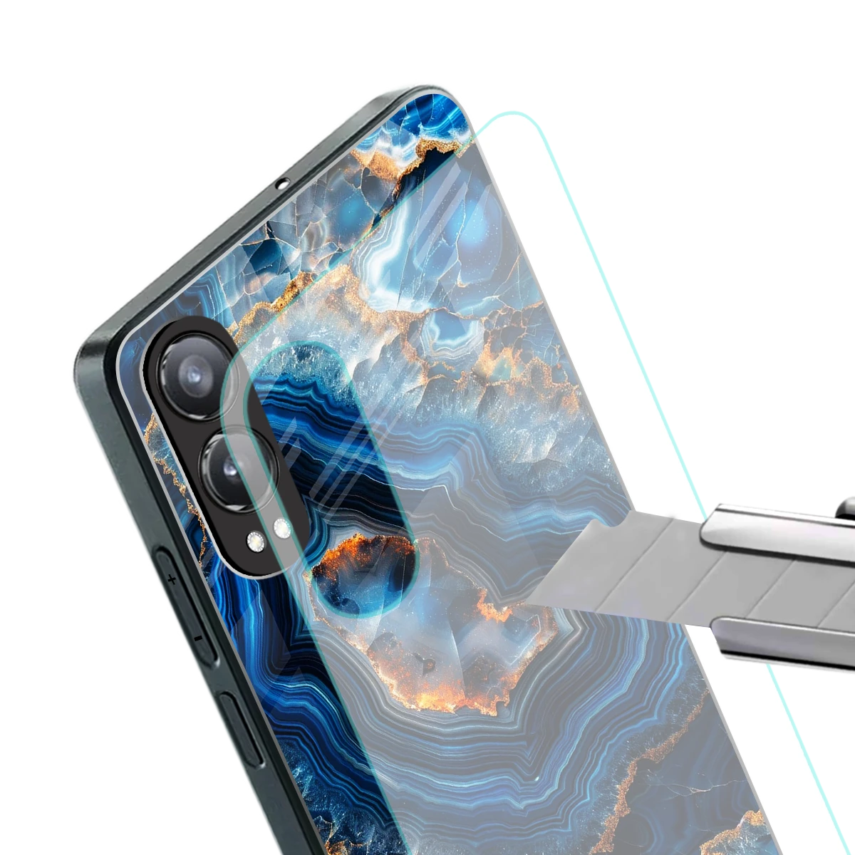 Sapphire Granite stylish phone case for oneplus nord ce 4 lite | glossy glass and slim fit