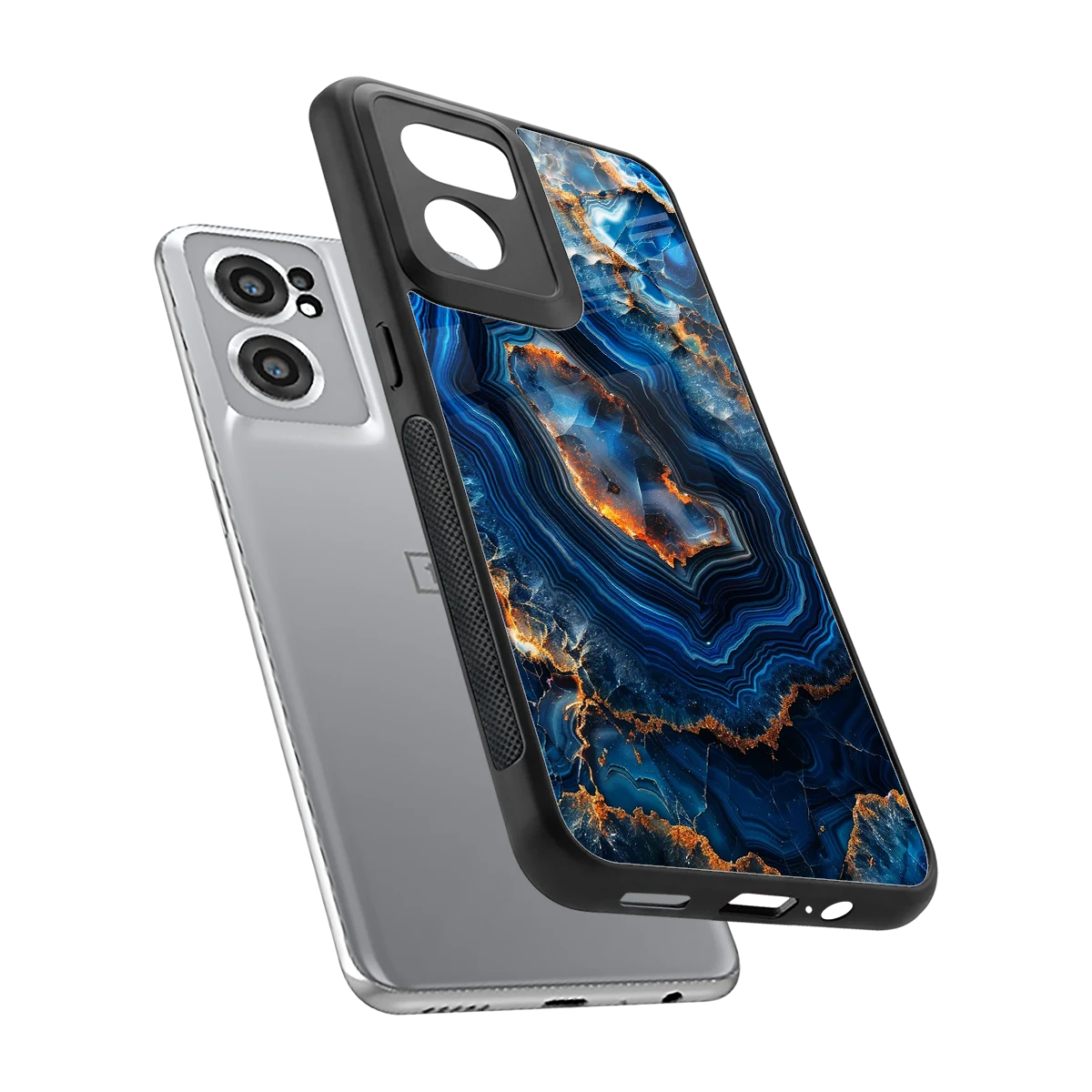 Sapphire Granite sleek oneplus nord ce 2 cover with tempered glass back and TPU edges