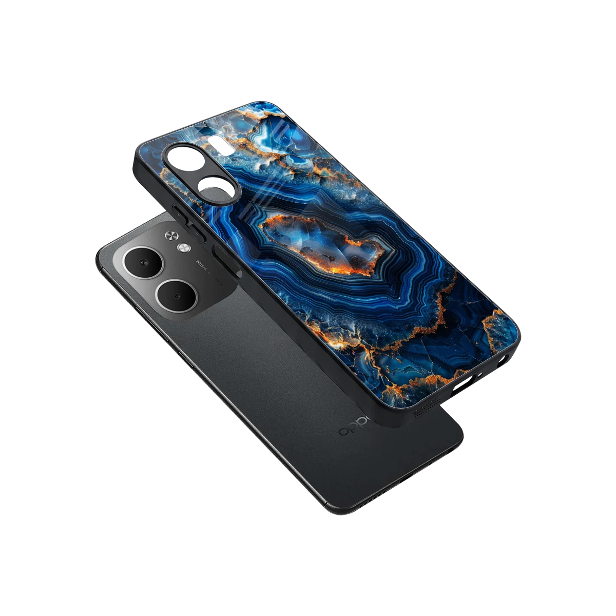 Sapphire Granite sleek oppo a5x 5g cover with tempered glass back and TPU edges