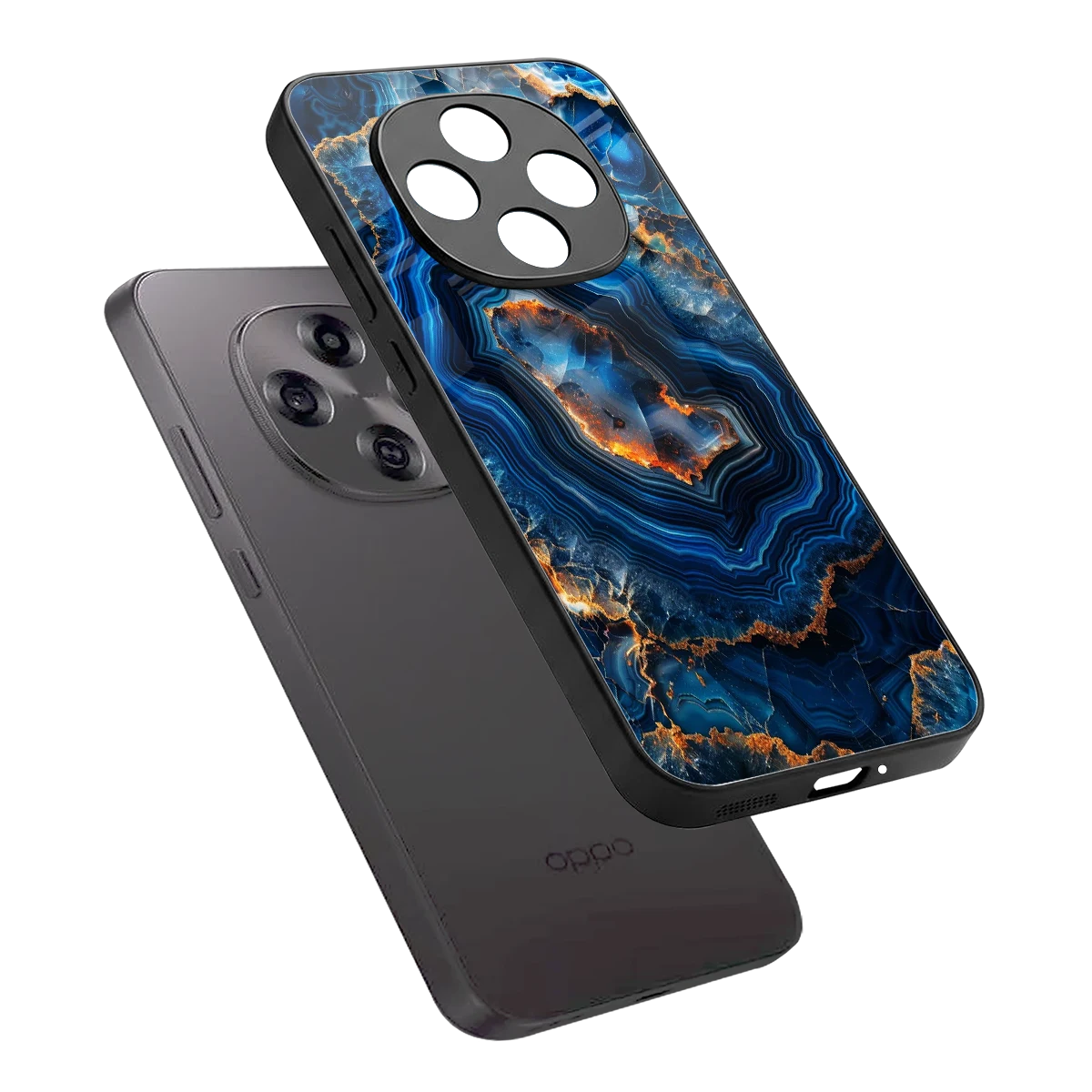 Sapphire Granite sleek oppo f31 pro 5g cover with tempered glass back and TPU edges