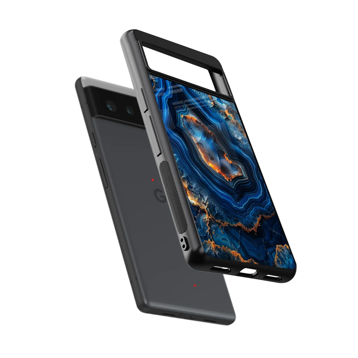 Sapphire Granite sleek google pixel 6a cover with tempered glass back and TPU edges