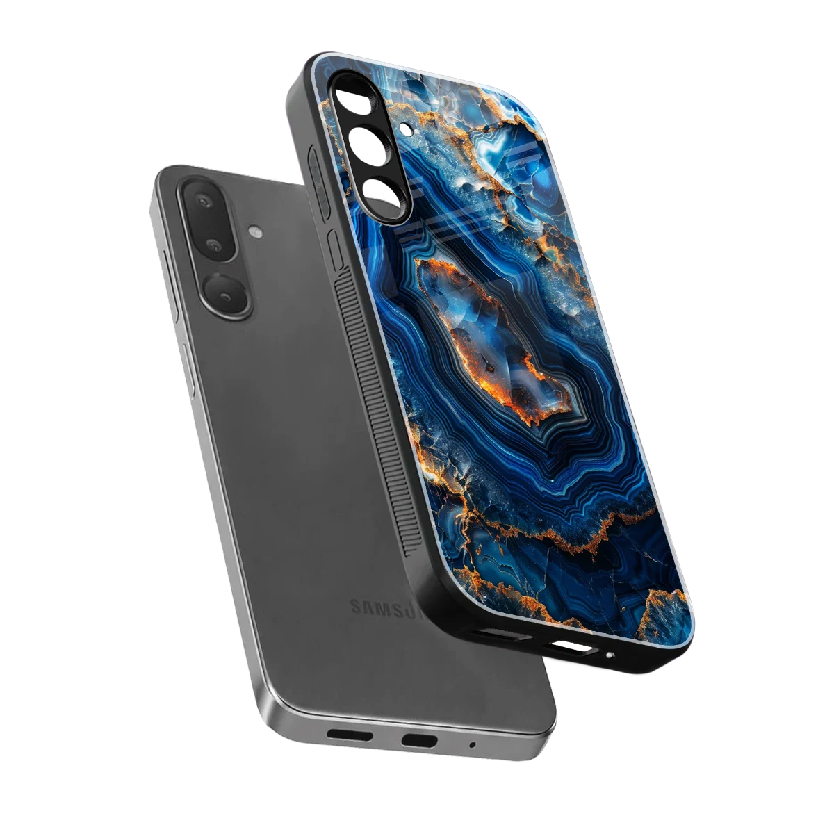 Sapphire Granite sleek samsung galaxy m36 5g cover with tempered glass back and TPU edges