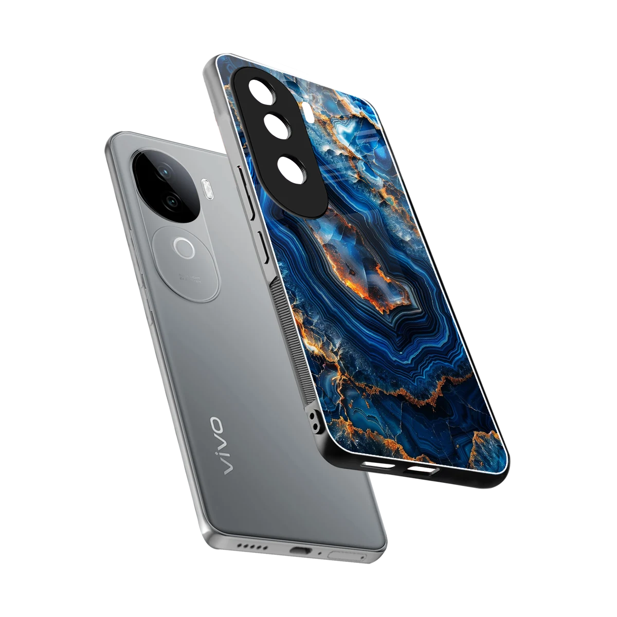 Sapphire Granite sleek vivo v40e cover with tempered glass back and TPU edges