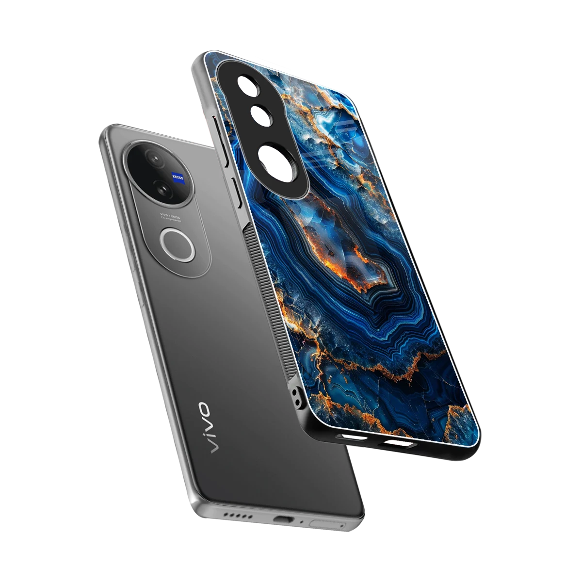 Sapphire Granite sleek vivo v50 cover with tempered glass back and TPU edges