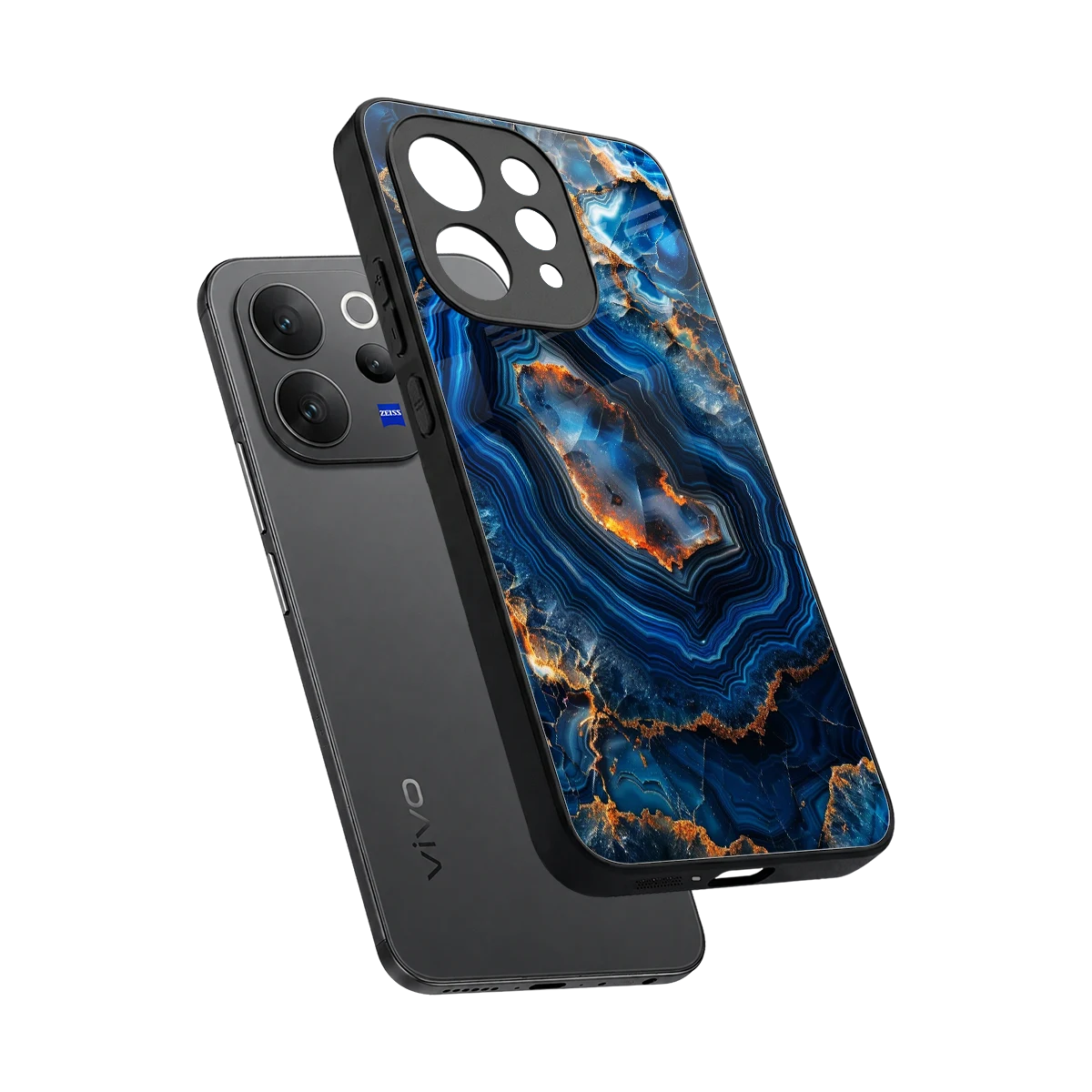 Sapphire Granite sleek vivo v70 elite cover with tempered glass back and TPU edges